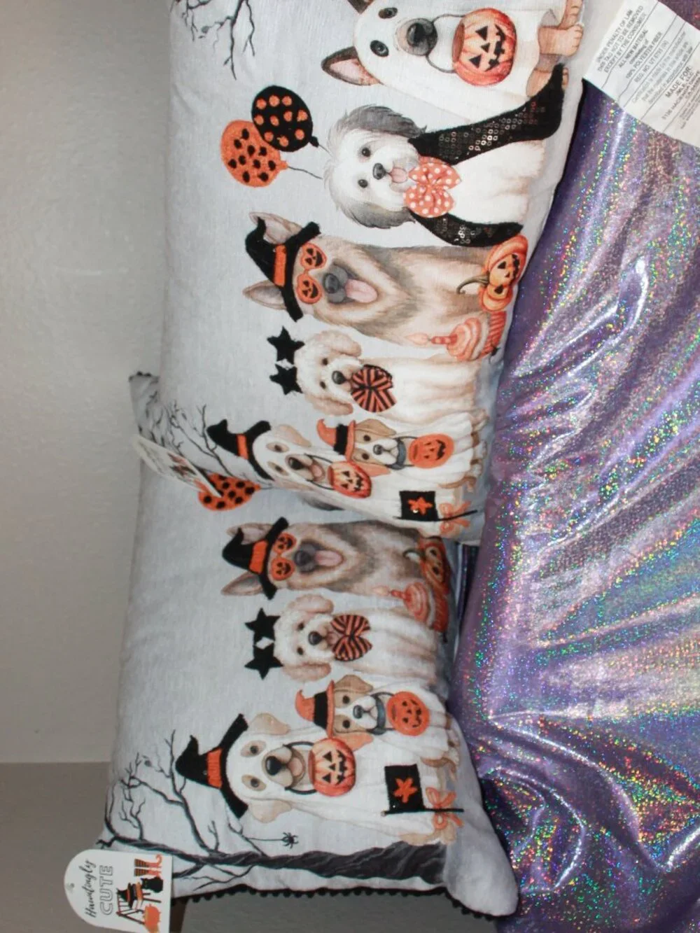 Halloween Dog Pillows Set of 2 with Sequins by Hauntingly Cute NWT